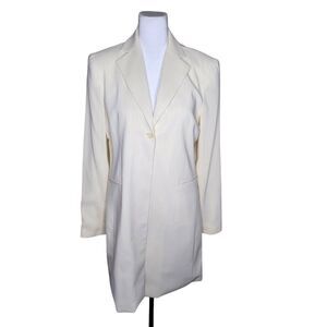 Vintage 90s Ice Cube by Michael Long Line Blazer Womens Size 6 Cream Off White